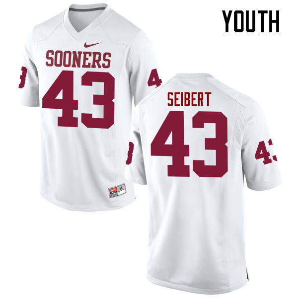 Youth Oklahoma Sooners #43 Austin Seibert College Football Jerseys Game-White
